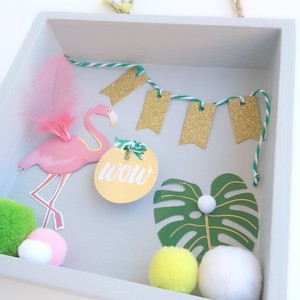 Παιδικό Καδράκι 3D με Φλαμίνγκο Tropical 15 x 15x 4 εκ ξύλο 1 - πίνακες & κάδρα, κορίτσι, γκλίτερ, φελτ, pom pom, cute, κορδόνια, φύλλο, flamingos, κρεμαστά, πρωτότυπα δώρα, παιδικά κάδρα - 3