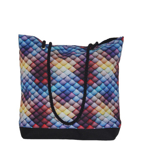 Χειροποίητη τσάντα ώμου αδιάβροχη - Μermaid Bag - ύφασμα, γεωμετρικά σχέδια, μεγάλες, all day - 2