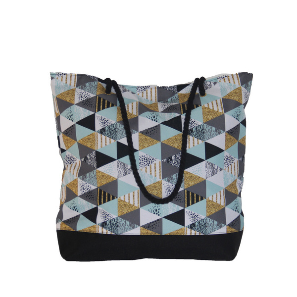 Χειροποίητη τσάντα ώμου - MintTriangles - ώμου, γεωμετρικά σχέδια, boho, ethnic, θαλάσσης
