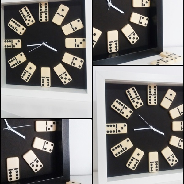 Domino Clock with black or white frame - διακοσμητικό, ξύλο, πίνακες & κάδρα, ρολόι, decor, οργάνωση & αποθήκευση, πρωτότυπο, χειροποίητα, παιδικό δωμάτιο, δώρα για παιδιά, ρολόγια - 2