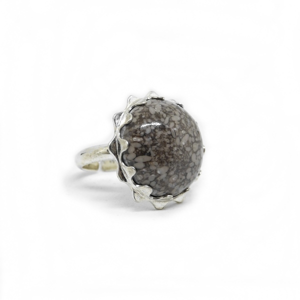 " Flower seastone ring " - Xειροποίητο επάργυρο δαχτυλίδι με βότσαλο! - statement, ασήμι, καλοκαιρινό, καλοκαίρι, επάργυρα, λουλούδια, δαχτυλίδι, boho, ethnic, μεγάλα, Black Friday, βότσαλα, αυξομειούμενα, φθηνά