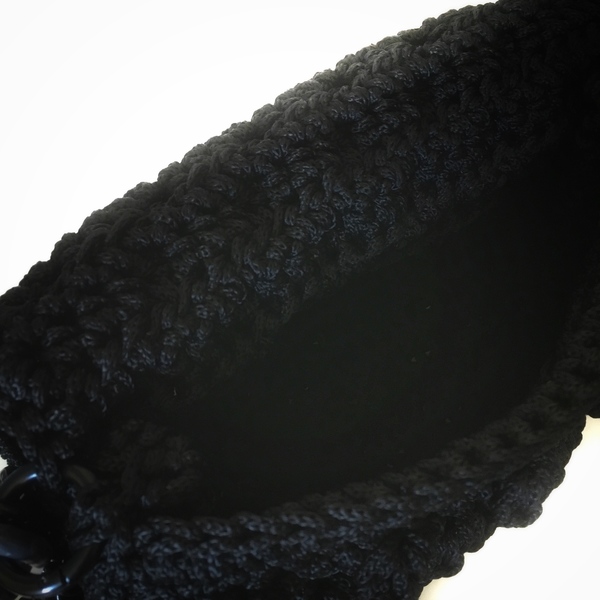 Πλεκτή Τσάντα - BUBBLE SERIES 19' - THE BLACK ONE - αλυσίδες, vintage, crochet, romantic, all day, minimal, υφαντά, πλεκτές τσάντες - 4