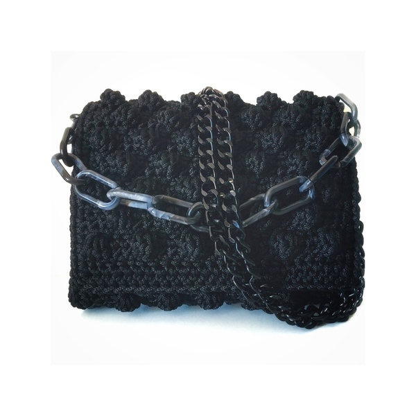 Πλεκτή Τσάντα - BUBBLE SERIES 19' - THE BLACK ONE - αλυσίδες, vintage, crochet, romantic, all day, minimal, υφαντά, πλεκτές τσάντες