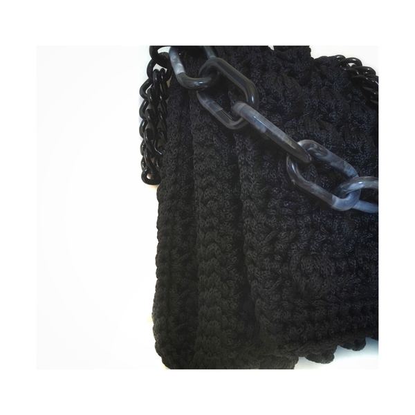 Πλεκτή Τσάντα - BUBBLE SERIES 19' - THE BLACK ONE - αλυσίδες, vintage, crochet, romantic, all day, minimal, υφαντά, πλεκτές τσάντες - 3