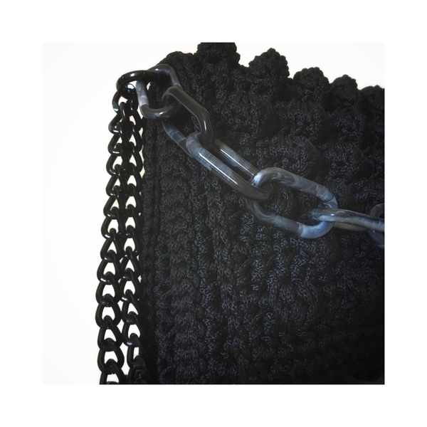 Πλεκτή Τσάντα - BUBBLE SERIES 19' - THE BLACK ONE - αλυσίδες, vintage, crochet, romantic, all day, minimal, υφαντά, πλεκτές τσάντες - 5