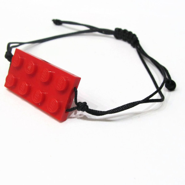 Unisex βραχιόλι με τουβλάκι κόκκινο! - ιδιαίτερο, μοντέρνο, γυναικεία, ανδρικά, minimal, unisex, rock, bracelet, τουβλάκια, δώρα γενεθλίων, αυξομειούμενα, φθηνά - 3