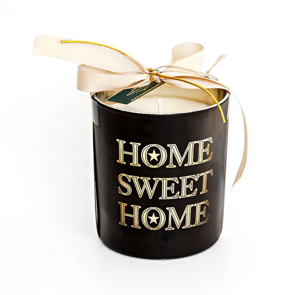 Γυάλινο δοχείο σε μαύρο χρώμα Home Sweet Home - γυαλί, δώρο, διακόσμηση, είδη διακόσμησης, minimal, κερί, αρωματικά κεριά