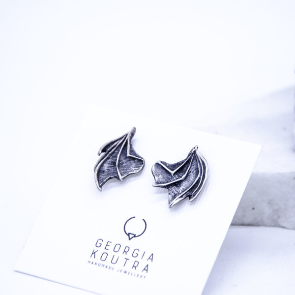 ''Batman'' stud earrings - statement, ασήμι, καρφωτά, unisex, rock, Black Friday - 2