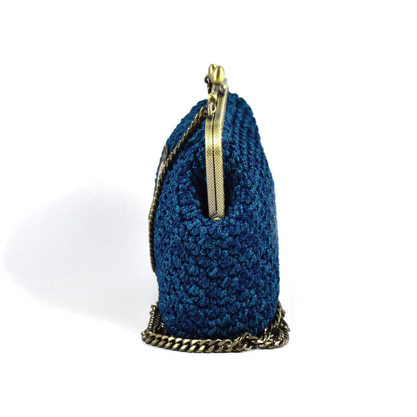 Χειροποίητη, Vintage, πλεκτή τσάντα ώμου με βελονάκι - αλυσίδες, vintage, χιαστί, crochet, romantic, all day, πλεκτές τσάντες - 3
