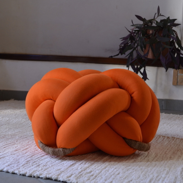 Μοντέρνο Χειροποίτητο Μαξιλάρι Κάθισμα Δαπέδου Πούφ απο Ύφασμα - πορτοκαλι - πρωτότυπα δώρα - 2
