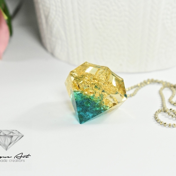 Κολιέ.. Διαμάντι! | Diamond Necklace - βραδυνά, γυαλί, μοντέρνο, επιχρυσωμένα, κρύσταλλα, μακρύ, γεωμετρικά σχέδια, φύλλο, romantic, μακριά, minimal - 2