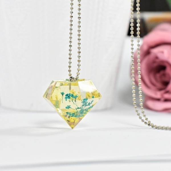 Κολιέ.. Διαμάντι! | Diamond Necklace | Flowers - γυαλί, μοντέρνο, επιχρυσωμένα, κρύσταλλα, μακρύ, γεωμετρικά σχέδια, romantic, μακριά, minimal, λουλούδι, boho