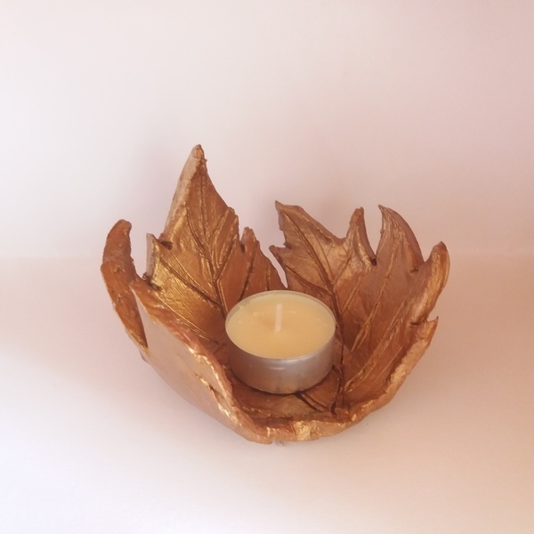 Κηροπήγιο "Leaf" - διακοσμητικό, πηλός, ρεσώ & κηροπήγια, κερί, μπρούντζος