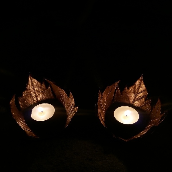 Κηροπήγιο "Leaf" - διακοσμητικό, πηλός, ρεσώ & κηροπήγια, κερί, μπρούντζος - 5