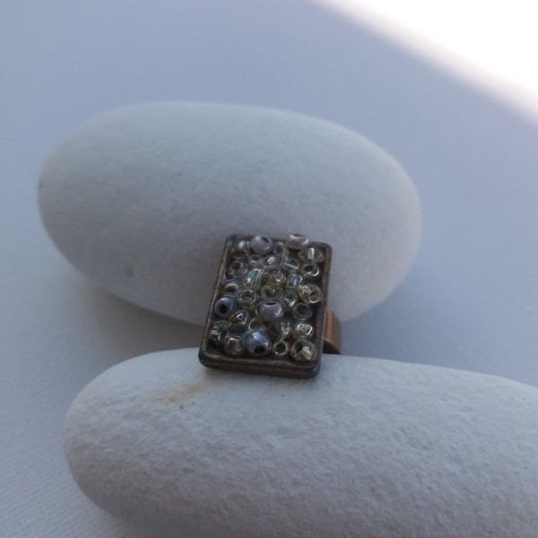 Δαχτυλίδι με πέτρες "Shape" - statement, vintage, χάντρες, personalised, μπρούντζος, αυξομειούμενα, φθηνά - 4