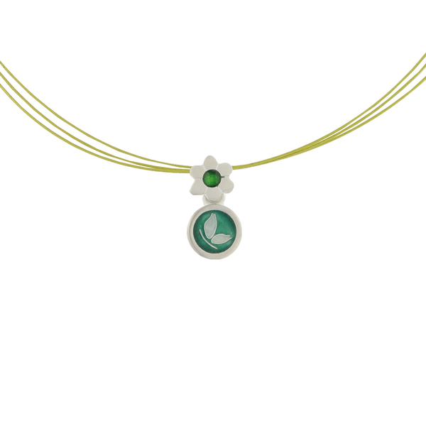 Cloisonne στρογγυλό μικρό μενταγιόν με σμάλτο σε ασήμι 925 πράσινη πεταλούδα - ασήμι, charms, σμάλτος, επάργυρα, γεωμετρικά σχέδια, κοντό, romantic, κοντά, personalised, boho, κρεμαστά