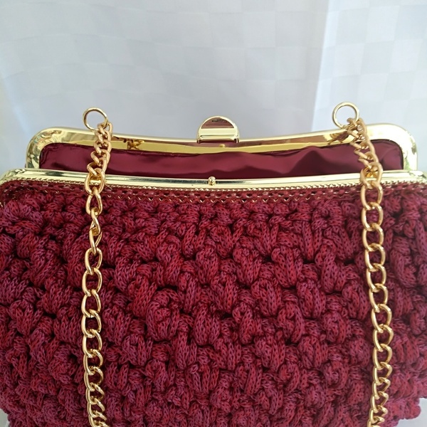 Πλεκτή χειροποίητη τσάντα - αλυσίδες, vintage, crochet, all day, πλεκτές τσάντες - 3