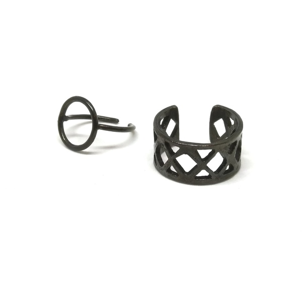 Gun metal ring - chevalier, ορείχαλκος, γεωμετρικά σχέδια, minimal, βεράκια, rock, αυξομειούμενα, φθηνά