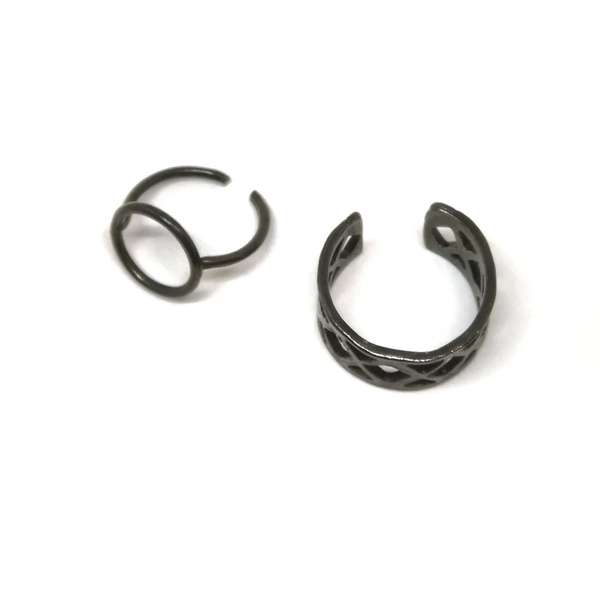 Gun metal ring - chevalier, ορείχαλκος, γεωμετρικά σχέδια, minimal, βεράκια, rock, αυξομειούμενα, φθηνά - 2