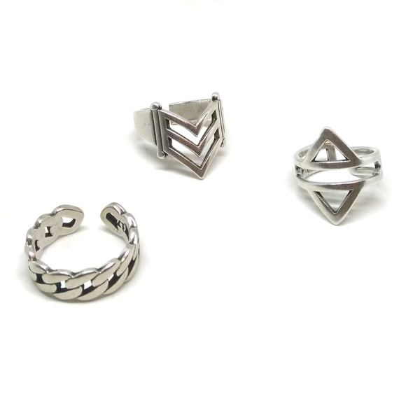 Silver plated rings - statement, ορείχαλκος, επάργυρα, γεωμετρικά σχέδια, minimal, μικρά, boho, rock, αυξομειούμενα, φθηνά