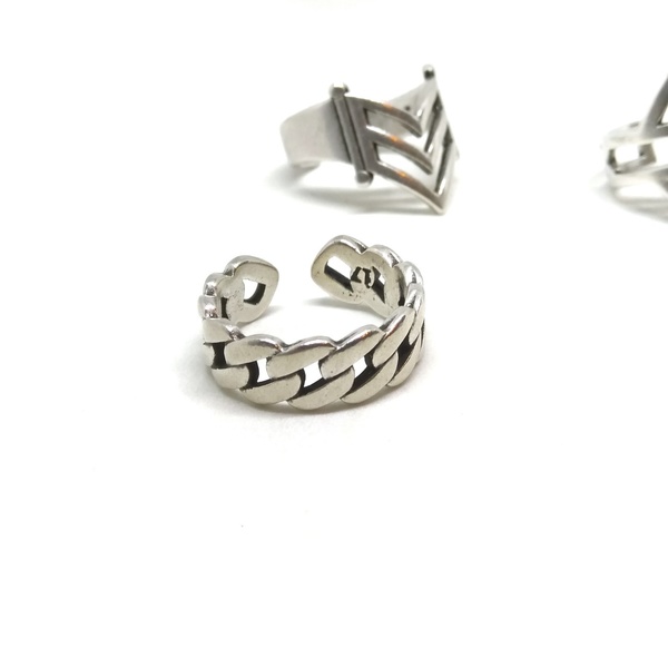 Silver plated rings - statement, ορείχαλκος, επάργυρα, γεωμετρικά σχέδια, minimal, μικρά, boho, rock, αυξομειούμενα, φθηνά - 2