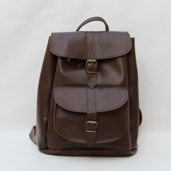 Δερμάτινη τσάντα πλάτης με 1 τσέπη σε χρώμα καφέ - vintage, πλάτης, σακίδια πλάτης, romantic, all day, minimal, boho, ethnic - 5