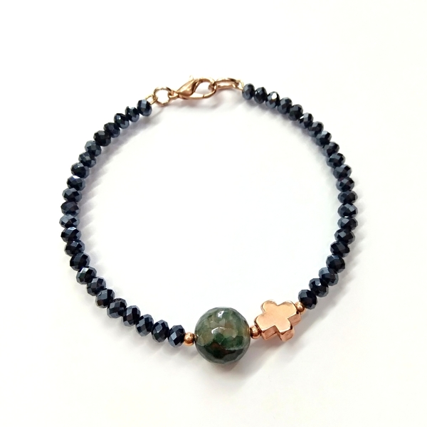 Minimal bracelet - ημιπολύτιμες πέτρες, αχάτης, βραδυνά, charms, μοντέρνο, σταυρός, romantic, minimal, σταθερά, φθηνά