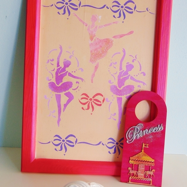 Πίνακας για κοριτσίστικο δωμάτιο με μπαλαρίνες - φιόγκος, πίνακες & κάδρα, κορίτσι, μπαλαρίνες, παιδικό δωμάτιο, παιδική διακόσμηση, κρεμαστά, παιδικά κάδρα - 2
