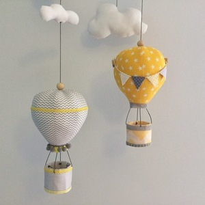 Μόμπιλε Σύννεφο με αερόστατα σε γκρι και κίτρινες αποχρώσεις - μοναδικό, αγόρι, δώρο, αερόστατο, σύννεφο, πρωτότυπο, δώρα για βάπτιση, συννεφάκι, ξεχωριστό, μόμπιλε, παιδικό δωμάτιο, διακόσμηση βάπτισης, παιδική διακόσμηση, βρεφικά, ξεχωριστό δώρο, κρεμαστά, 0-3 μηνών, δώρο για νεογέννητο, δώρα για μωρά, δώρο παιδικό - 3