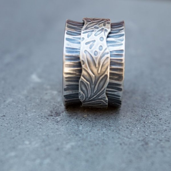 Ασημένιο spinner δαχτυλίδι rustic - statement, ασήμι, vintage, ασήμι 925, boho, ethnic, σταθερά, σταθερά - 2