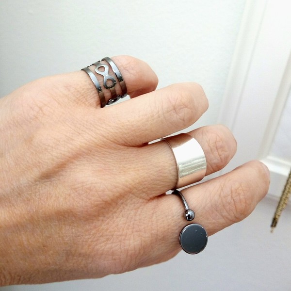 Δαχτυλίδι μαύρο chevalier με το άπειρο - statement, ιδιαίτερο, μοντέρνο, γυναικεία, chevalier, δώρο, άπειρο, γεωμετρικά σχέδια, minimal, ξεχωριστό, μικρά, boho, rock, μπρούντζος, αυξομειούμενα, φθηνά - 4