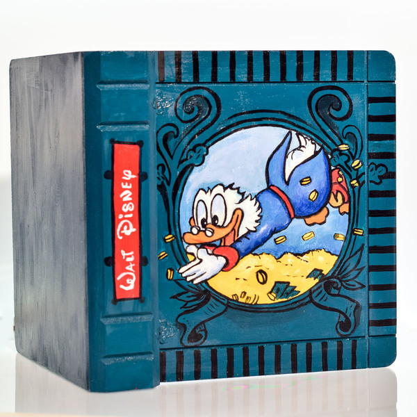 Ζωγραφισμένο ξύλινο κουτί αποθήκευσης Scroutz Mac Duck - μπλε, ζωγραφισμένα στο χέρι, κουτί, ακρυλικό, για παιδιά, σούπερ ήρωες - 2