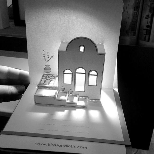 Pop-up card "Santorini" - χαρτί, δώρο, γενική χρήση - 3