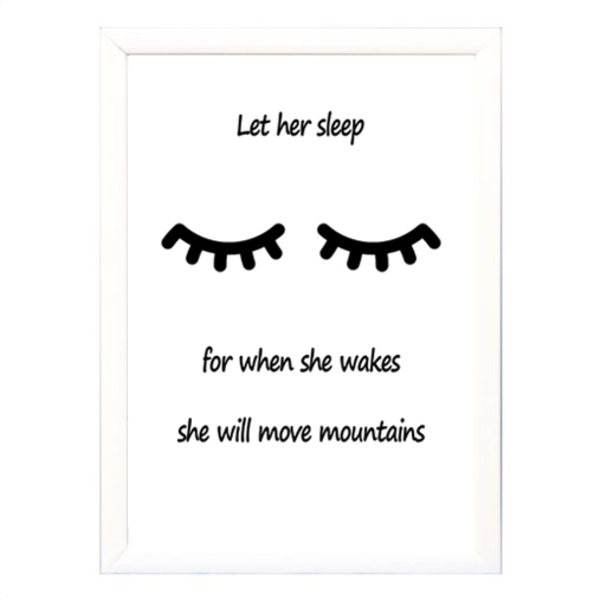 Poster σε κάδρο "Let her sleep" - μικρό- - διακοσμητικό, πίνακες & κάδρα, κορίτσι, δώρο, δώρα για βάπτιση, παιδικά κάδρα - 2