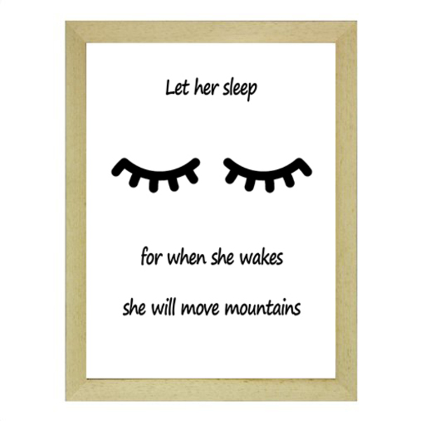 Poster σε κάδρο "Let her sleep" - μικρό- - διακοσμητικό, πίνακες & κάδρα, κορίτσι, δώρο, δώρα για βάπτιση, παιδικά κάδρα - 4