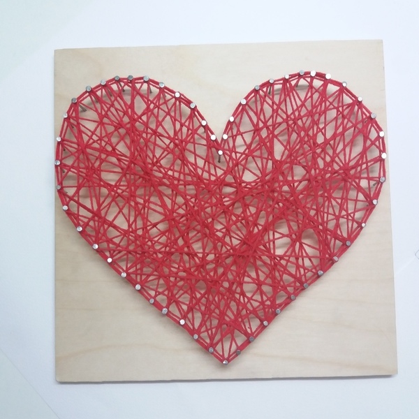 Πίνακας 3D "Heart" - ξύλο, πίνακες & κάδρα, καρδιά, κορδόνια, χειροποίητα, δώρα γάμου, δώρα αγίου βαλεντίνου, Black Friday