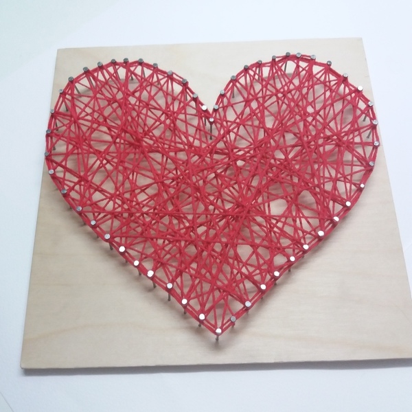 Πίνακας 3D "Heart" - ξύλο, πίνακες & κάδρα, καρδιά, κορδόνια, χειροποίητα, δώρα γάμου, δώρα αγίου βαλεντίνου, Black Friday - 2