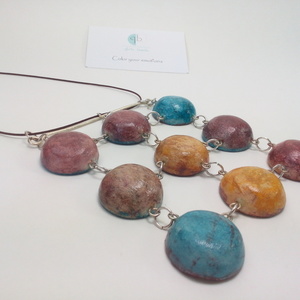 Autumn Whisper Statement Necklace - βραδυνά, μοντέρνο, γυναικεία, αλπακάς, πηλός, κολιέ, γεωμετρικά σχέδια, χειροποίητα, romantic, μακριά, minimal, unique, boho, μεγάλα, αυξομειούμενα - 3