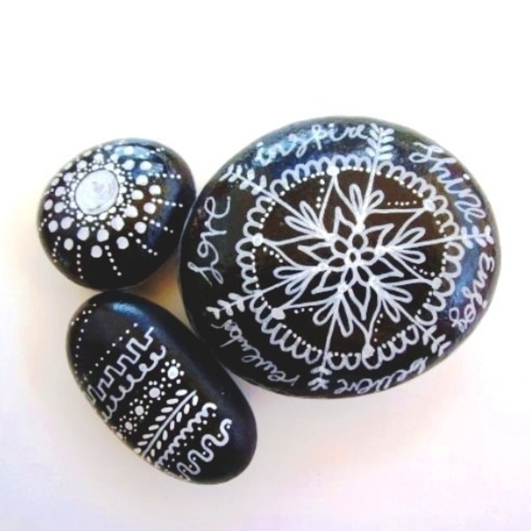 Black&White Inspiration - πέτρα, δώρο, διακόσμηση, αγάπη, διακοσμητικές πέτρες