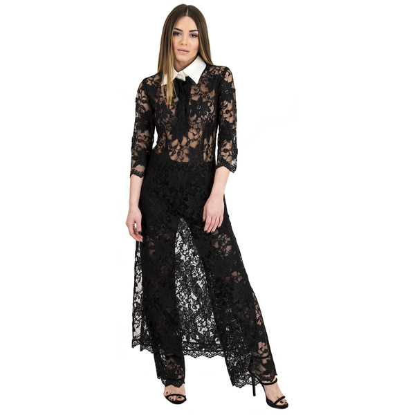 Φόρεμα τουνίκ maxi δαντέλα μαύρη Small - βραδυνά, δαντέλα, elegant, all day