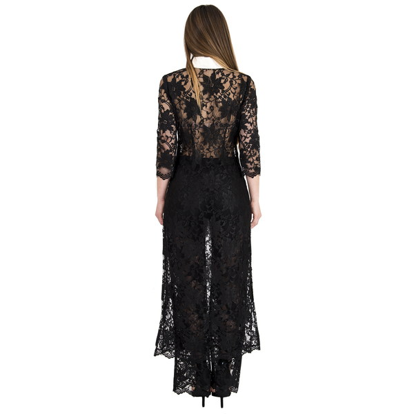 Φόρεμα τουνίκ maxi δαντέλα μαύρη Small - βραδυνά, δαντέλα, elegant, all day - 2