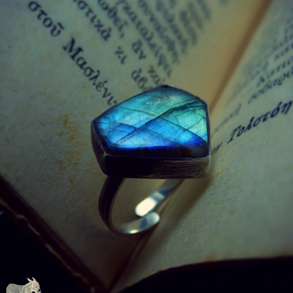 SIlver Blue Labradorite " - Χειροποίητο ασημένιο δαχτυλίδι με Λαβραδορίτη! - μπλε, statement, ασήμι, ημιπολύτιμες πέτρες, vintage, μοναδικό, μοντέρνο, πέτρα, ασήμι 925, γεωμετρικά σχέδια, χειροποίητα, minimal, αυξομειούμενα - 5