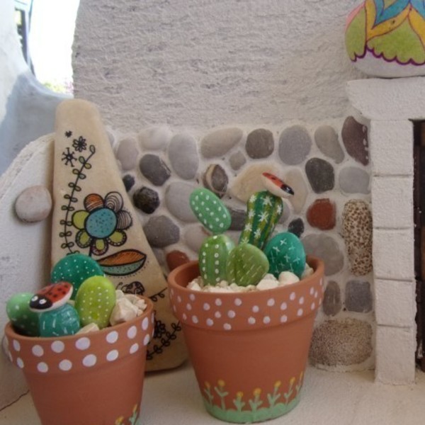 Cactus Lover - πέτρα, δώρο, διακόσμηση, πηλός, κασπώ, σετ, κάκτος, πρωτότυπα δώρα, διακόσμηση κήπου, διακόσμηση βεράντας - 3