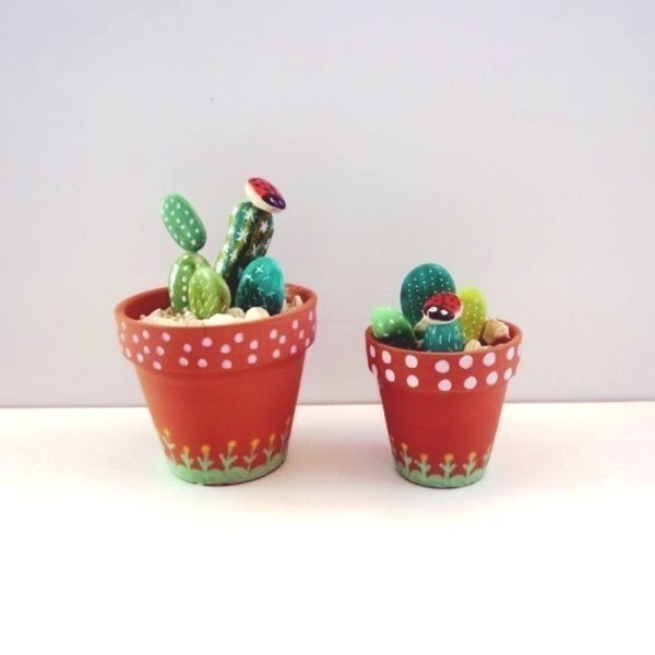 Cactus Lover - πέτρα, δώρο, διακόσμηση, πηλός, κασπώ, σετ, κάκτος, πρωτότυπα δώρα, διακόσμηση κήπου, διακόσμηση βεράντας
