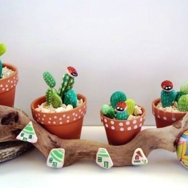 Cactus Lover - πέτρα, δώρο, διακόσμηση, πηλός, κασπώ, σετ, κάκτος, πρωτότυπα δώρα, διακόσμηση κήπου, διακόσμηση βεράντας - 2
