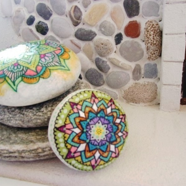 Mandala Duo - πέτρα, διακόσμηση, διακοσμητικές πέτρες, διακόσμηση κήπου - 2