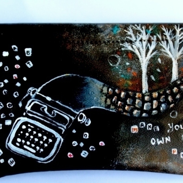 "make your own path"δερμάτινη καπνοθήκη ζωγραφισμένη στο χέρι - δέρμα, ζωγραφισμένα στο χέρι, ακρυλικό, χειροποίητα, καπνοθήκες