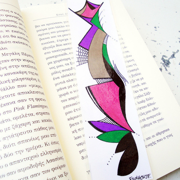 Ζωγραφιστός abstract σελιδοδείκτης πολύχρωμος - πολύχρωμο, ζωγραφισμένα στο χέρι, μοναδικό, δώρο, σχολικό, χειροποίητα, σελιδοδείκτες, must αξεσουάρ, unisex