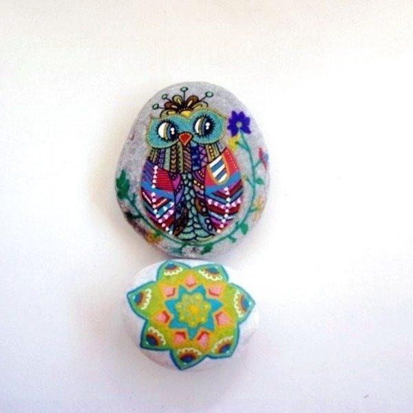 Owl Doodle - πέτρα, δώρο, διακόσμηση, κουκουβάγια, διακοσμητικές πέτρες, διακόσμηση κήπου