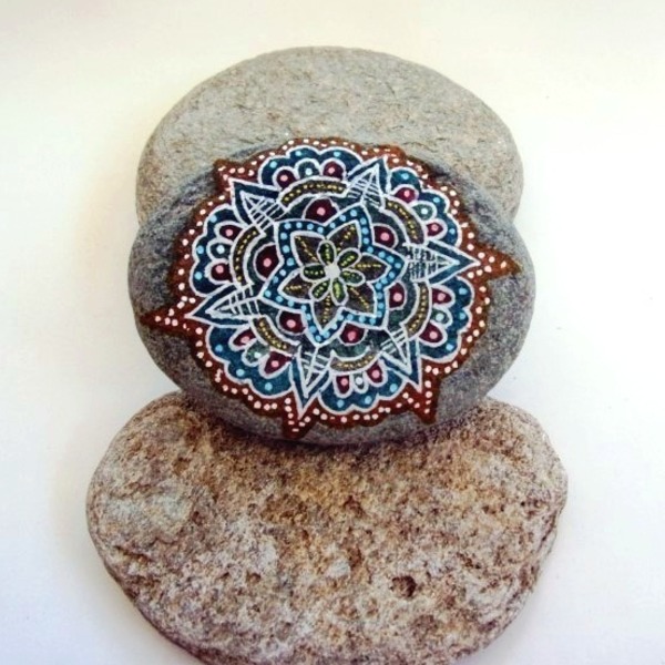 Flat Mandala - πέτρα, δώρο, διακόσμηση, φλατ, διακοσμητικές πέτρες - 3